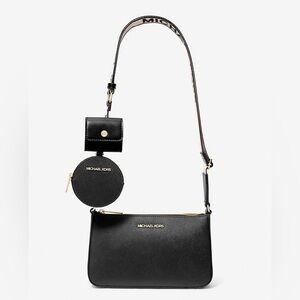 Michael Kors Jet Set Saffiano Leather Crossbody Bag w/ Case for Apple AirPods